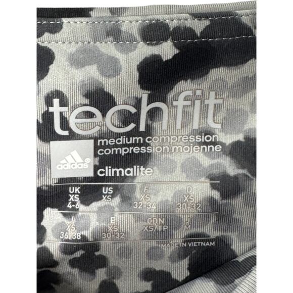 Adidas TechFit Medium Compression Climalite Gray & Black Print Leggings XS 4-6 - Picture 5 of 8